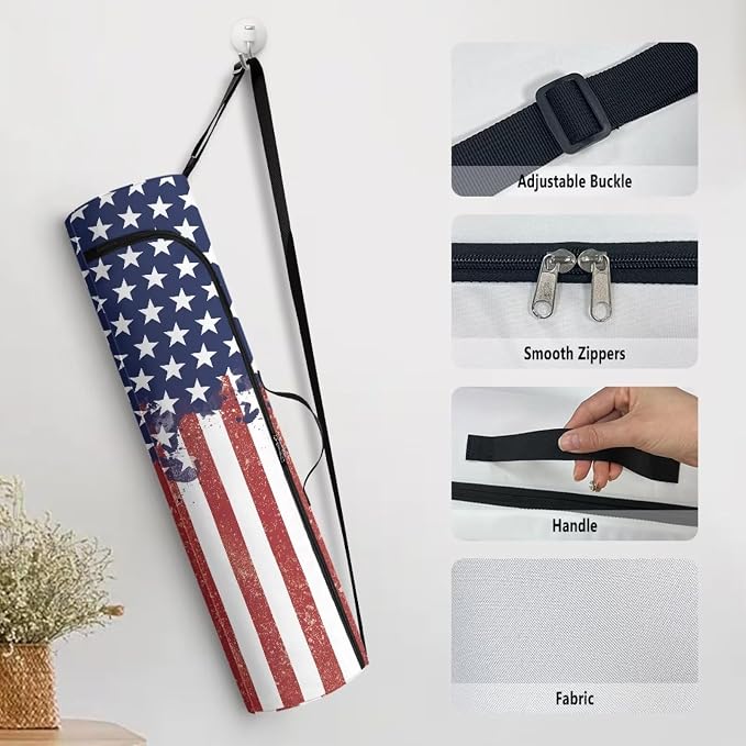 Yoga Mat Bag with Adjustable Shoulder Strap and Handle Zipper, 30in Wide x 6.3in Diameter for Yoga Mat Storage