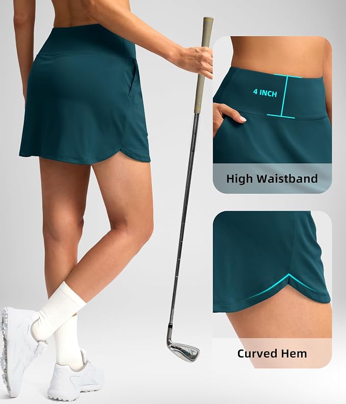 16'' Skorts for Women with 4 Pockets Athletic Tennis Golf Skirt | Built-in Shorts, High Waisted, Stretchy, A Line, Casual, Pickleball, Skort