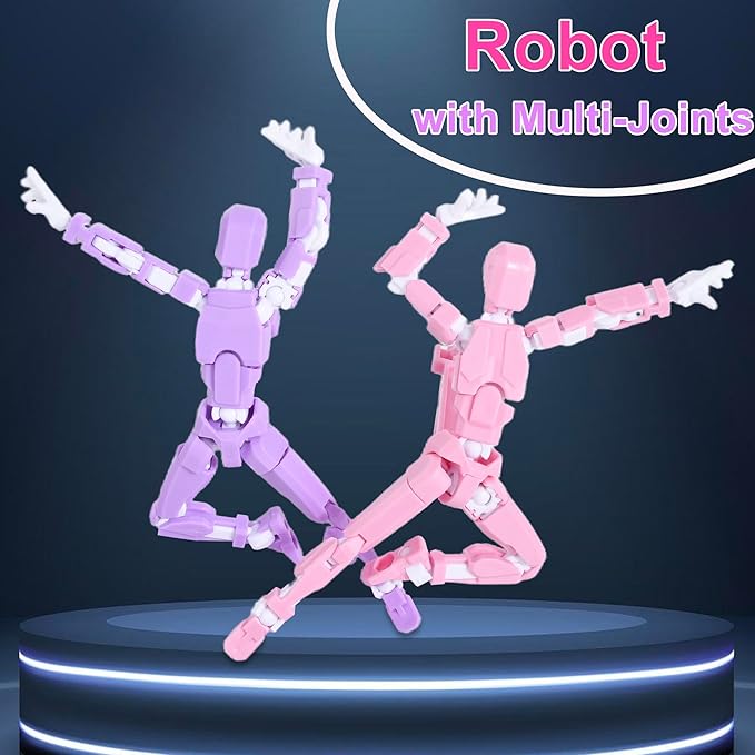 Creative Action Figure with Pose Stand,Building Toy Sets,3D Robot,Lucky Puppet Joints for Boys,Girls,Men,Women,Multi-Jointed Moveable Dummy Desk Decoration,Desktop Ornament for Game Lover (Purple)