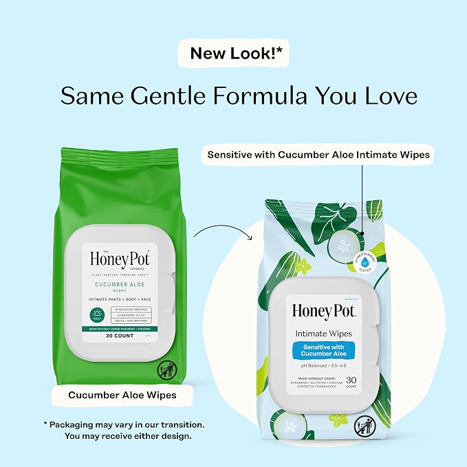 The Honey Pot Company - Feminine Wash & Feminine Wipe Bundle - Includes Ph Balance Feminine Wash and Wipes for Women - Herbal Infused Feminine Care Products - Cucumber Aloe