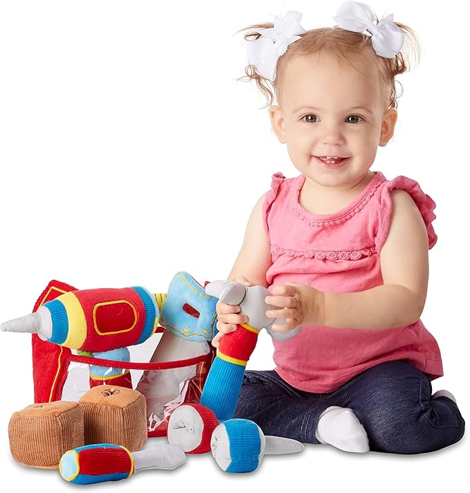 Melissa & Doug Toolbox Fill and Spill Toddler Toy with Vibrating Drill (9 pcs)
