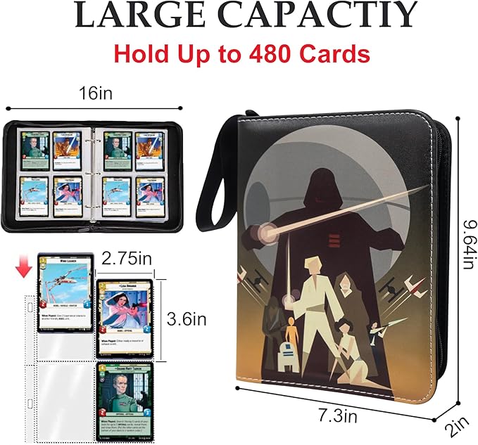 Card Binder for Trading Cards,4 Pocket with 50 Sleeves up to 400 Cards,Waterproof Card Storage Bag with Sleeves for Playing Game Cards