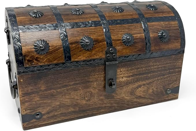 Treasure Chest Keepsake and Decorative Wood Box - Storage Box (X-Large 11x6x6.5)