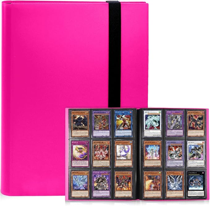 Card Binder 9 Pocket, PP Cover Trading Card Binder for 360 Cards, Sturdy Card Collection Album, Card Holder Folders for MTG, TCG, Game Cards & Sports Cards,Rose Red