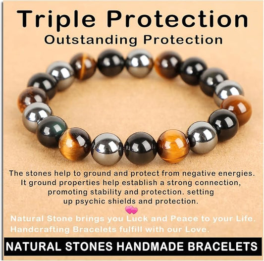 AD Beads Handmade Gemstone Stretch Elastic Bracelet Crystal Healing Reiki Nature's Beauty and Spiritual Essence Unisex