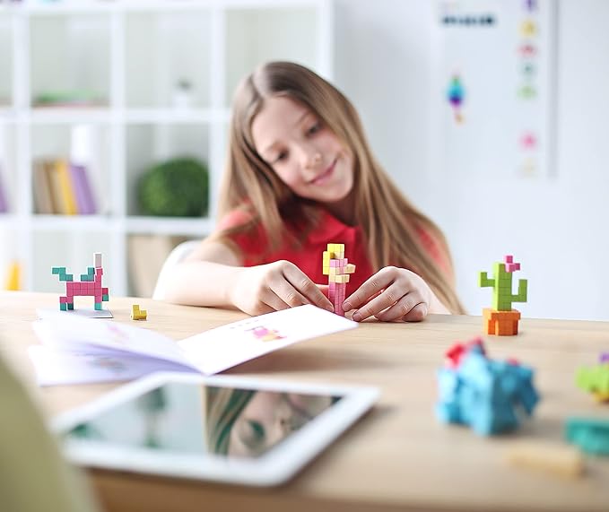 PIXIO Lava - Tiny Magnetic Blocks Building Toy in The Pixel Art Style with Free App - 5/16" Plastic Cubes with 6 Magnets Inside - Open Ended Toy - Creativity Toy for Ages 6+ - 60pcs
