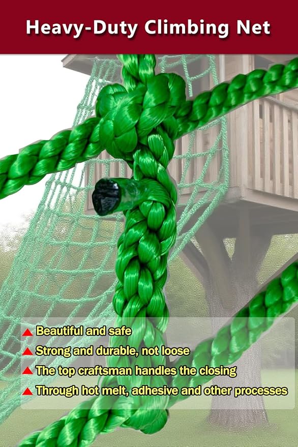 Heavy-Duty Climbing Net for Kids & Adults 600lb Capacity, (3ft-6ft), Premium Polyester Rope with 0.47" Thickness Safety Net for Playgrounds, Balconies