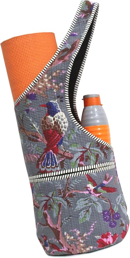 INDIAN CRAFT CASTLE Yoga Mat Bag | Tote Mat Bag | Sling Yoga Tote w/Large Side Pocket & Zipper Pocket | Yoga Mat Carrier Fits Most Size Mats