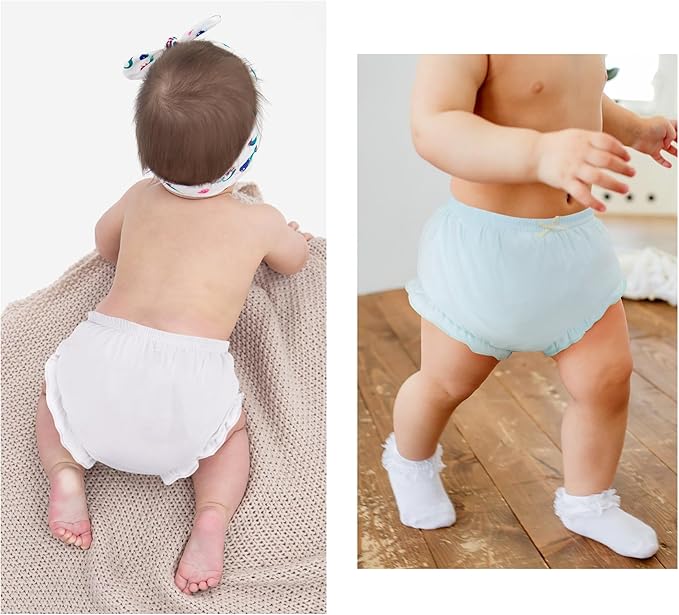 4 Pcs Baby Bloomers for Toddler Girls Newborn Diaper Covers for Girls Cotton Briefs Shorts Underwear