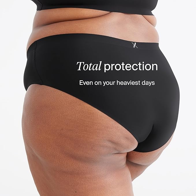KNIX Women Leakproof Period Underwear No-Show Bikini 3-Pack – Heavy Flow Protection, Absorbs 4–7 Super Tampons