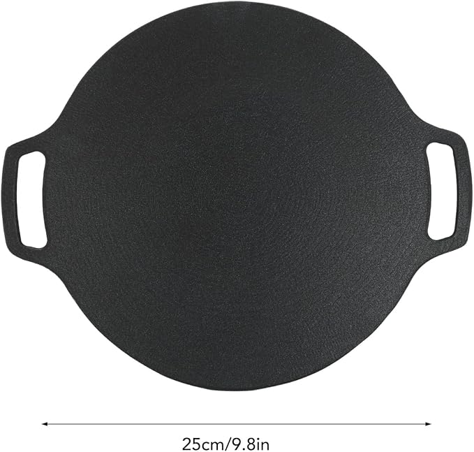 VBESTLIFE Korean Grill Pan, Double Handle Non Stick 6 Layer Coating Aluminum Alloy Gas Cooker Round BBQ Griddle for Outdoor Camping