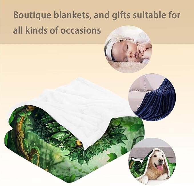 Beautiful Owl in Forest Blanket, Soft Warm Lightweight Animal Flannel Throw Blanket for Couch, Bed, Travel & Outdoor, Cozy Fluffy Fuzzy Blankets for Women Men, Home Decor 80×60 in