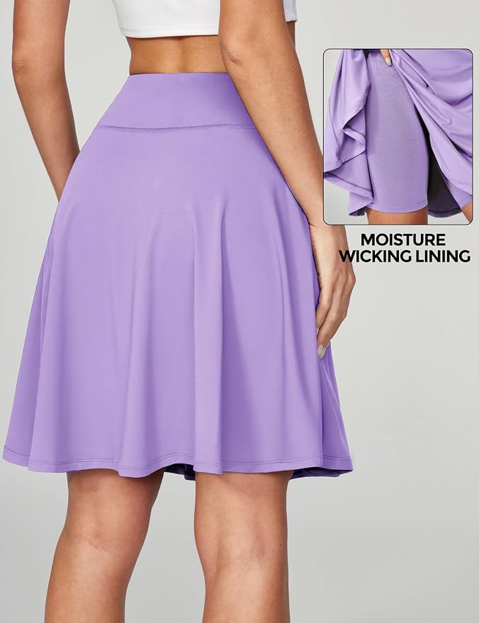 IUGA 20" Knee Length Skorts Skirts for Women with Pockets Tennis Skirt High Waisted Golf Skirts for Women Casual Athletic
