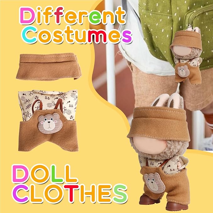 17cm Doll Clothes -5 Different Sets of Clothes and Hats, 6.7 Inches Cute Doll Accessories
