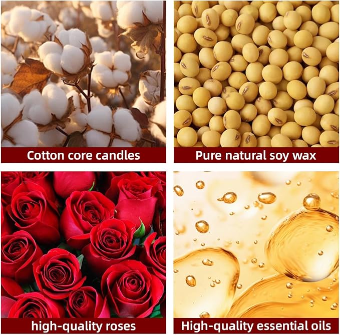 Coniol Natural Sandalwood Rose Scented Candle for Home - Rich & Warm Aromatherapy for Home Relaxation, Holiday Decor & Stress Relief, Premium Soy Wax for Family Coziness