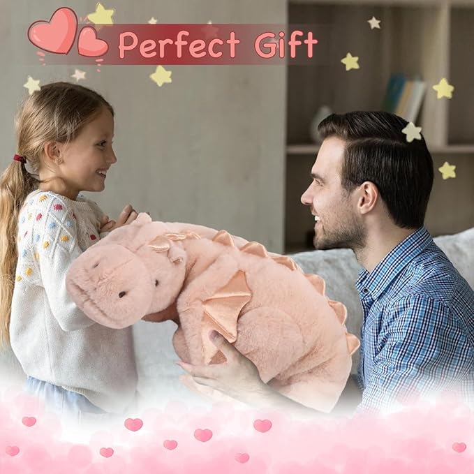 ARELUX Giant 52in 3Lb Big Pink Dragon Large Stuffed Animals Cute Plush Toy Fuzzy Jumbo Dinosaur Pillow Plushies with Wings Cuddly Soft Green Pterosaur Plushie for Friends Family Member