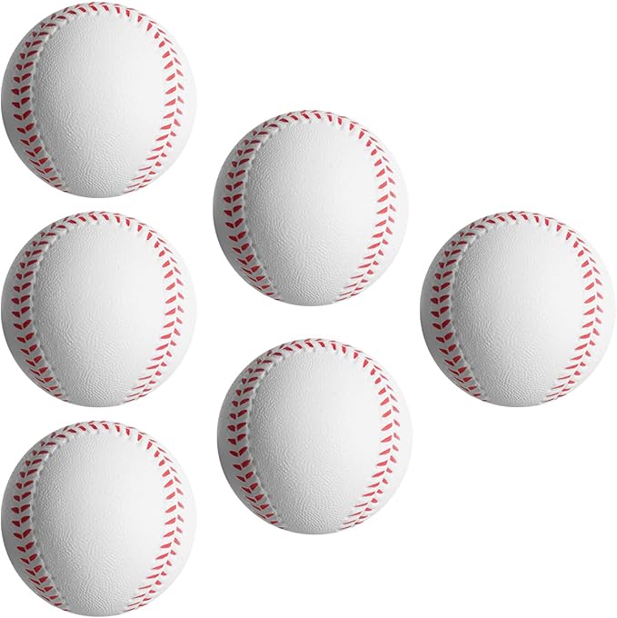 Soft Foam Baseballs - 6 Pcs Training Balls for Kids & Teenagers, Indoor/Outdoor Play (White)