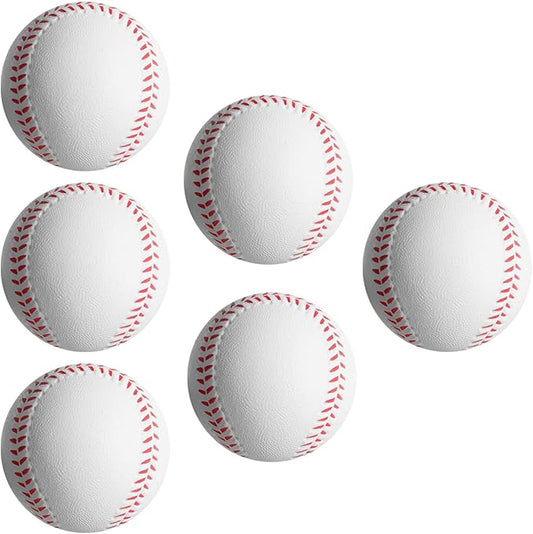 Soft Foam Baseballs - 6 Pcs Training Balls for Kids & Teenagers, Indoor/Outdoor Play (White)
