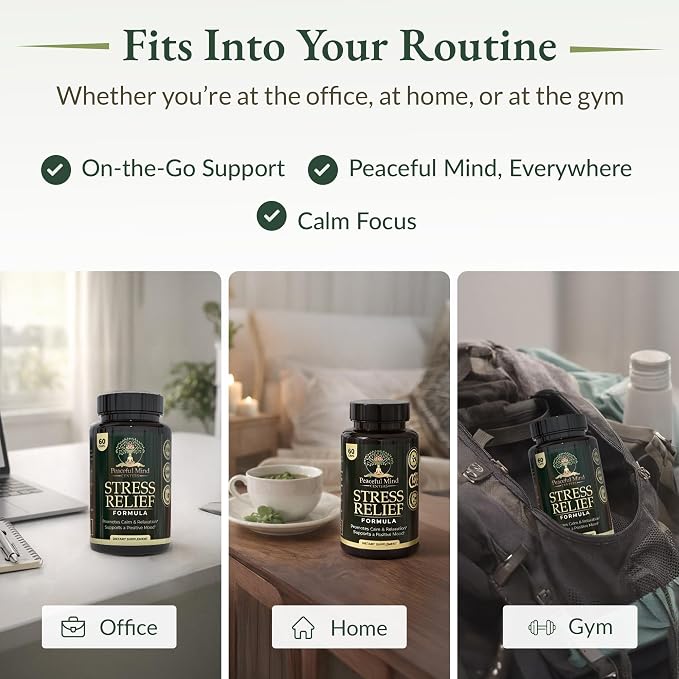 Stress Relief Formula - Natural Ashwagandha Capsules GMO Free - unflavoured Quality Herbal Wellness Supplement for Relaxation and Mental clarity-60-count