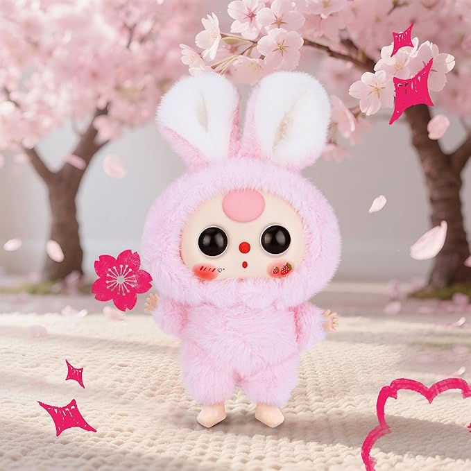 Vinyl Plush Pendant, Stuffed Animals with Cute Vinyl Face Vivid Expression for Girls Boys, Kawaii Macaron Pink Plush Figures Stuffed Doll Gift for Birthday Christmas Home Car Décor Collectibles Toys