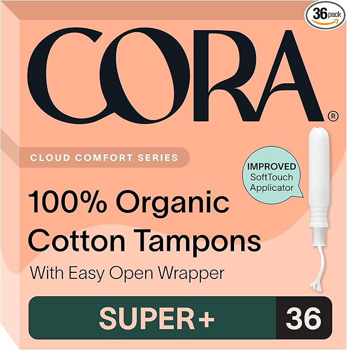 Cora Organic Cotton Tampons (36 Super Plus Tampons)