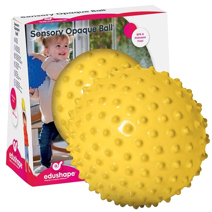 Edushape The Original Sensory Ball for Baby - 7" Yellow Color Baby Ball that Helps Enhance Gross Motor Skills for Kids Aged 6 Months & Up - Vibrant, Colorful and Unique Toddler Ball