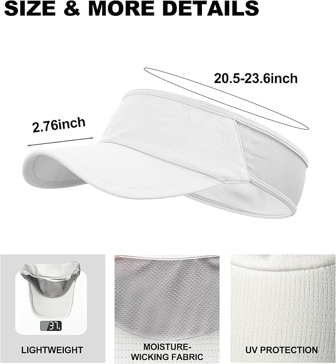 Sun Visor Hats Lightweight Stretchy for Running Tennis Golf | Portable,Mesh breathable,Quick-dry,Cooling Visor Hat,Stretch Fit,For Outdoor Sport Pickleball,Beach Volleyball