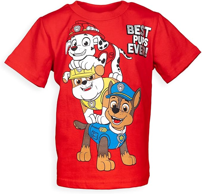 Paw Patrol Chase Marshall Rubble Rocky 4 Pack Graphic T-Shirts Toddler to Big Kid