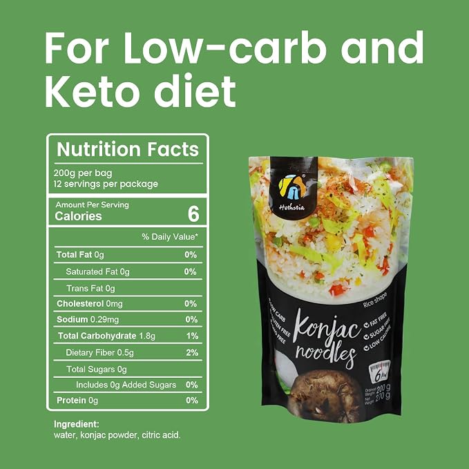 Hethstia Shirataki Rice, Konjac Rice Alternative, 6 Pack Low Carb Keto Rice | Gluten Free, Vegan, Sugar Free, 0 Fat, Low Calorie, Ready Meal Solution, Healthy Grain Free Option, Convenient Pantry Food