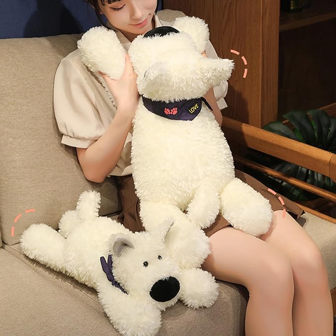 PEACH CAT West Highland White Terrier Dog Plush Pillow 17.7" Cute Puppy Stuffed Animals Soft Plushies Toy Gifts for Kids