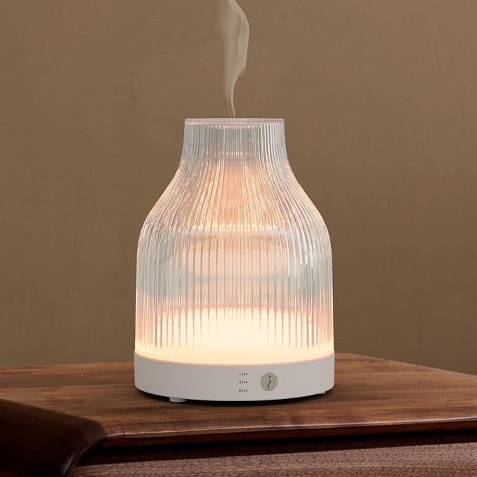 Glass Essential Oil Diffuser 200ml, 7-Color LED, for Home | Glass Diffuser,Aromatherapy Diffuser,One-Button Control, Rainbow Color Light,For Bedroom, Living Room, Office Gift