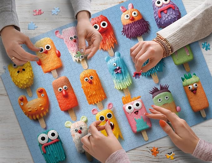 1000 Pieces Jigsaw Puzzles for Adults and Teens and Family Happy Game Time Animal Cute Funny Puzzle (Popsicle Monsters)