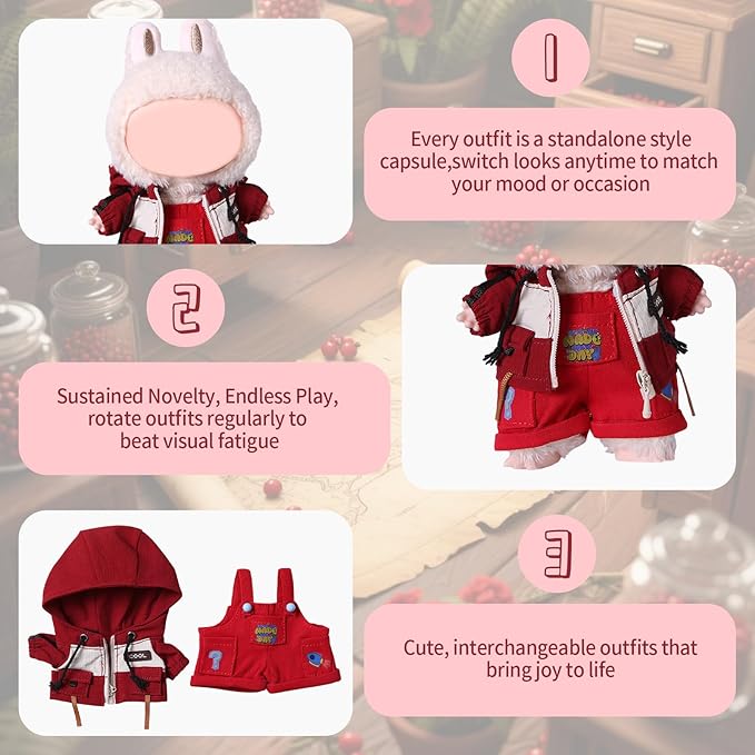 Coolcandy 17cm Doll Clothes, Fashionable Dolls Outfit with Accessories Suit, Stylish Adorable Dolls Clothes Set, Soft Fabric, Detailed Stitching(Doll Not Included)