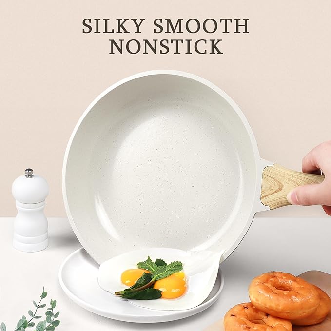 GiPP Ceramic Nonstick Frying Pan with Lid - 10" Healthy Non-Toxic Non Stick Skillet Omelette Pans, Induction Compatible Chef Pan, PFAS & PFOA-Free, Dishwasher Safe, Stay Cool Handles