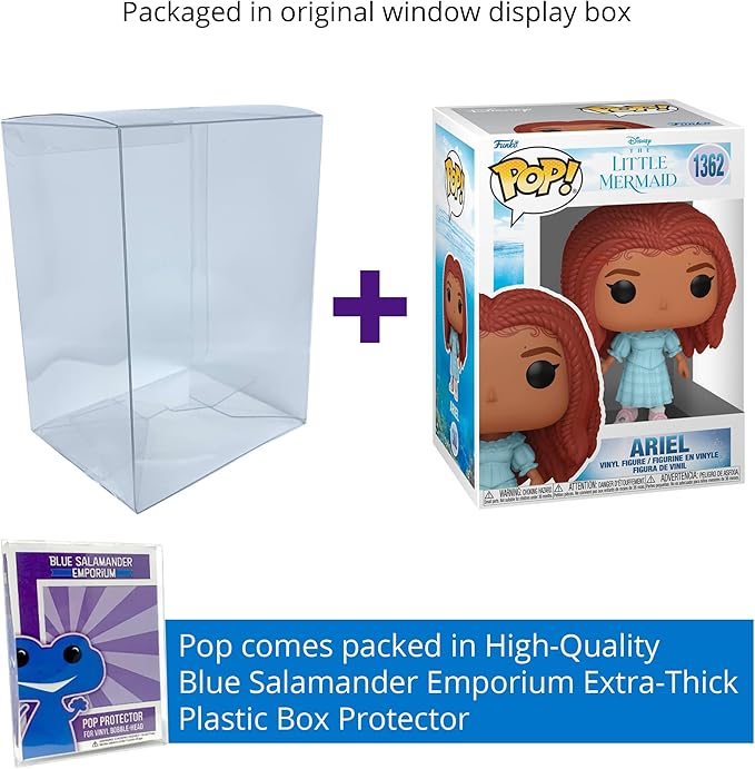 Live Action Little Mermaid Funko Pop with Protector Bundle - Includes Disney: Live Action Little Mermiad: Ariel #1362 Vinyl Figure with Blue Salamander Emporium Plastic Protector Case, (BSE-LAA-0523)