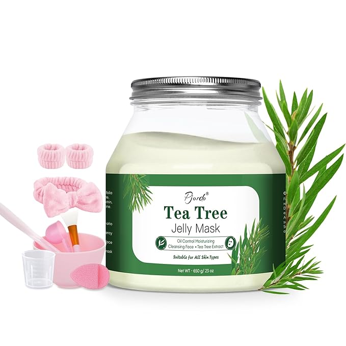 Powder Jelly Mask for Facials Professional, Peel Off Facial Mask for Hydrating & Moisturizing, Hydrojelly Mask for Women Men Skin Care, Home DIY Spa Use for All Skin with Tea Tree