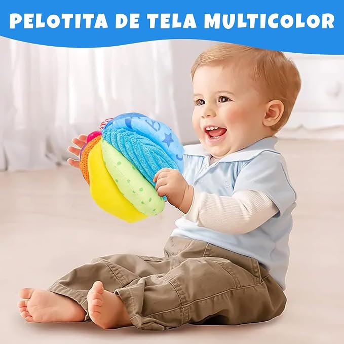 Montessori Baby Toys Play Kit Montessori, Medium Spinning Drum and Rainbow Fabric Ball Kit Toys for6-12Months Toddlers (Play Kit 3)