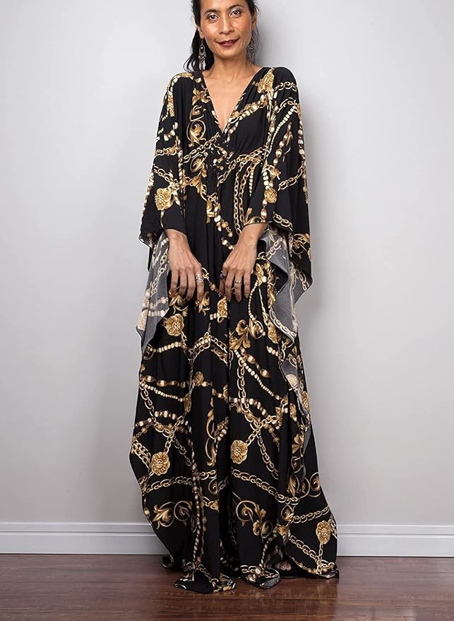 Venasha Womens Caftan Floral Print Kaftan Dress Short Sleeve Swimsuit Cover up Loungewear for Summer