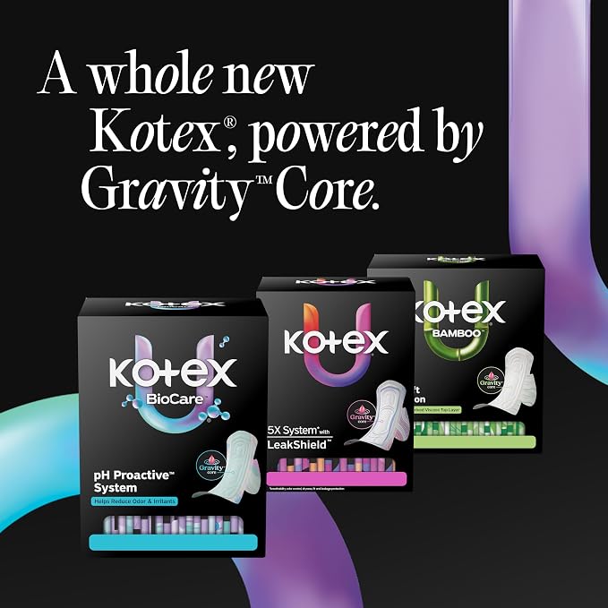 Kotex Overnight Maxi Pads with Wings, 26 Count (Packaging May Vary)