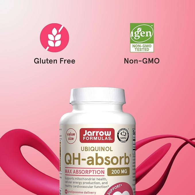 Jarrow Formulas QH-Absorb 200 mg - Active Antioxidant Form of Co-Q10 - Dietary Supplement - Supports Mitochondrial Energy Production & Cardiovascular Health - 90 Softgels
