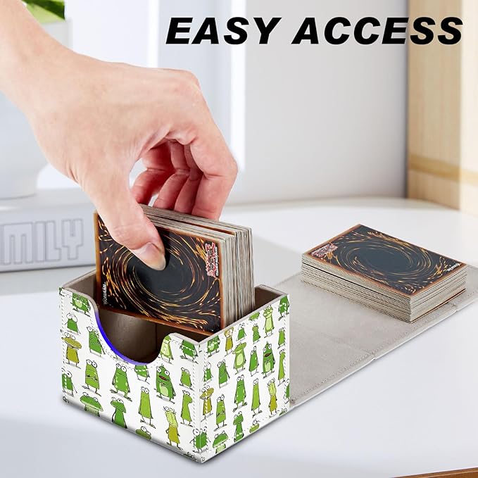 Card Game Storage Box TCG Deck Box MTG Card Box Organizer Trading Card Case Commander Deck Box TCG Card Storage Box Magnetic Closure Creative Pattern Up to 200 Cards, Cute Little Green Frog