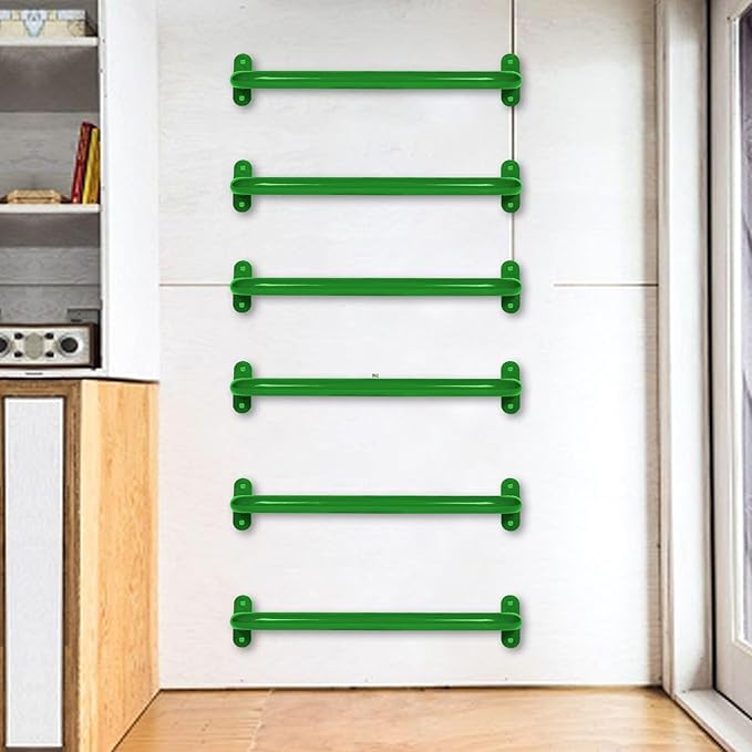 17.2 Inch Green Playground Handles Metal Pack of 6 - Outdoor Swing Sets Grab Handles - Playset Grab Bar, Indoor Kids Climbing Monkey Bars for Playhouse, Treehouse, Jungle Gym