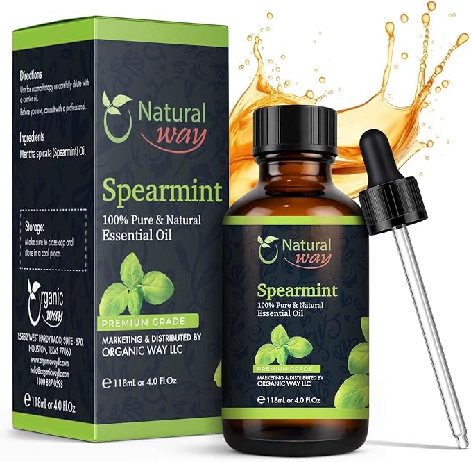 Spearmint Essential Oil for Diffusers | Natural Aroma Oil for Home Fragrance, Humidifier & DIY Candle Making, Long Lasting Scent for Office, Bedroom & Soothing Scent 4 Fl Oz (120 mL)