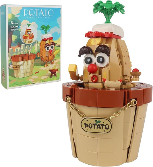 Potato Model Building Set - Creative Potted Plant Building Blocks Toy for Kids & Adults, Compatible with Lego, DIY Home & Office Decor, Ideal Gift for Birthday, Christmas (JJ9208)