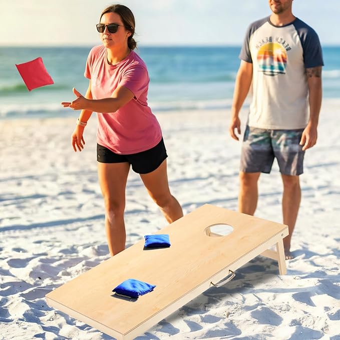 Sportdo 4x2 ft Solid Wood Cornhole Set with 8 Bean Bags, Regulation Size Cornhole Board Set for Adults, Cornhole Game Set for Tailgate Backyard Toss Games Indoor&Outdoor Activities