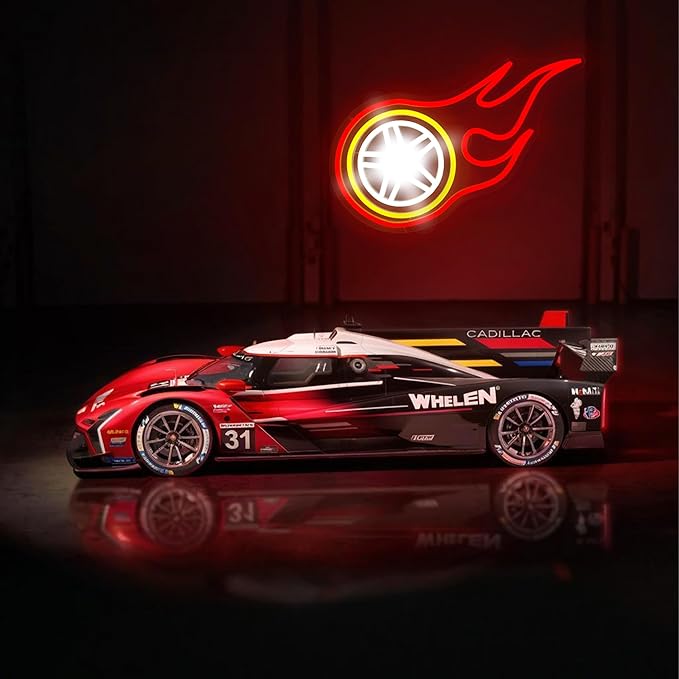 Car Wheel Neon Sign Flame Wheel Neon Light LED Garage Decor for Man Cave Game Room Bar Dimmable Racing-Themed Lighting USB Powered Acrylic Neon Sign for Party Birthday Gift