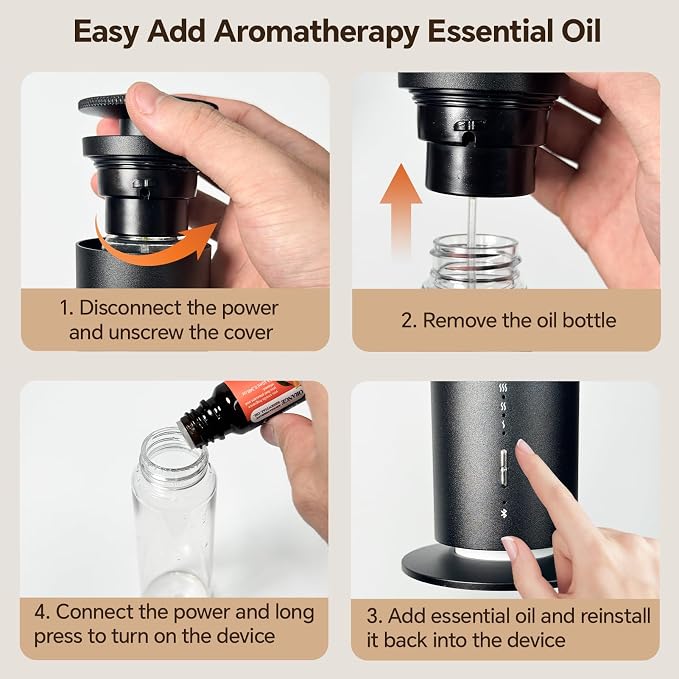 Waterless Scent Diffuser Starter Kit with 5 Oils Covers up to 2000 Sq Ft | Cold Air Diffusers for Home, Hotel, Office, Aromatherapy Diffuser with Adjustable Mist, Timer, App, Remote & Touch Control
