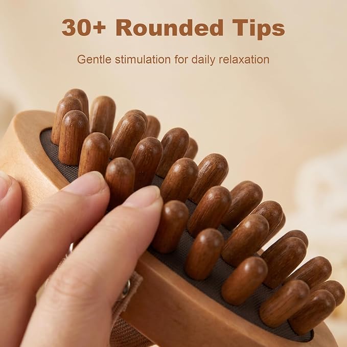 2 Pcs Meridian Massage Brush, Wooden Scalp Massage Tool for Muscle Pain Relief, Lymphatic Drainage, Body Shaping & Cellulite Reduction