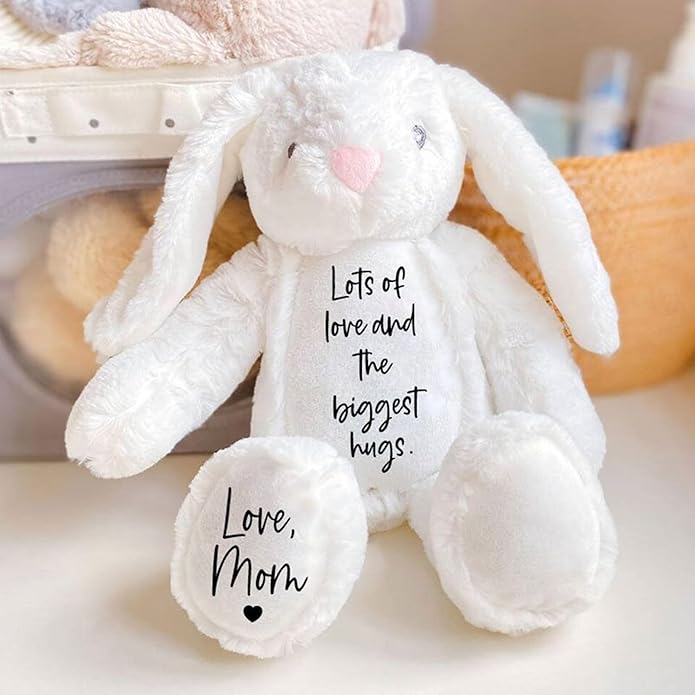 Custom Plush Bunny Keepsake Toy Hold Me Close Worry Hug Rabbit Personalized Stuffed Animal Doll Baby Shower Birthday Gift