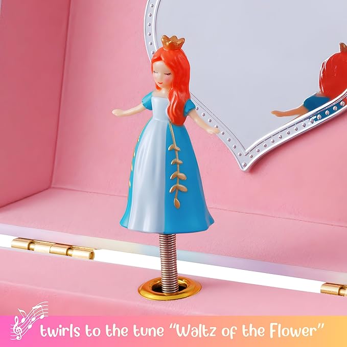 Giggle & Honey Musical Princess Jewelry Box for Girls - Kids Jewelry Box with Spinning Princess, Princess Gifts for Girls, Unicorn Toys - 6 x 4.7 x 3.5 in